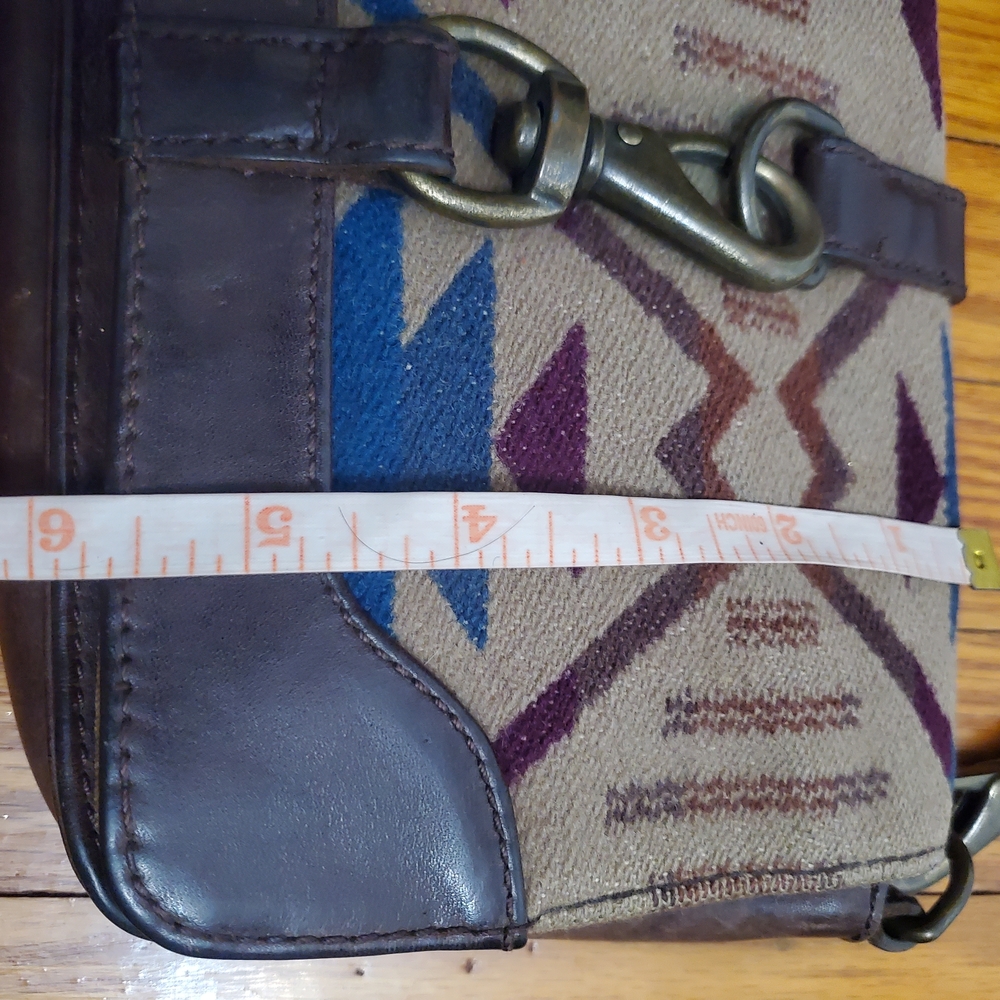 Pendleton Vintage Geometric Pattern Brown Leather… - image 7